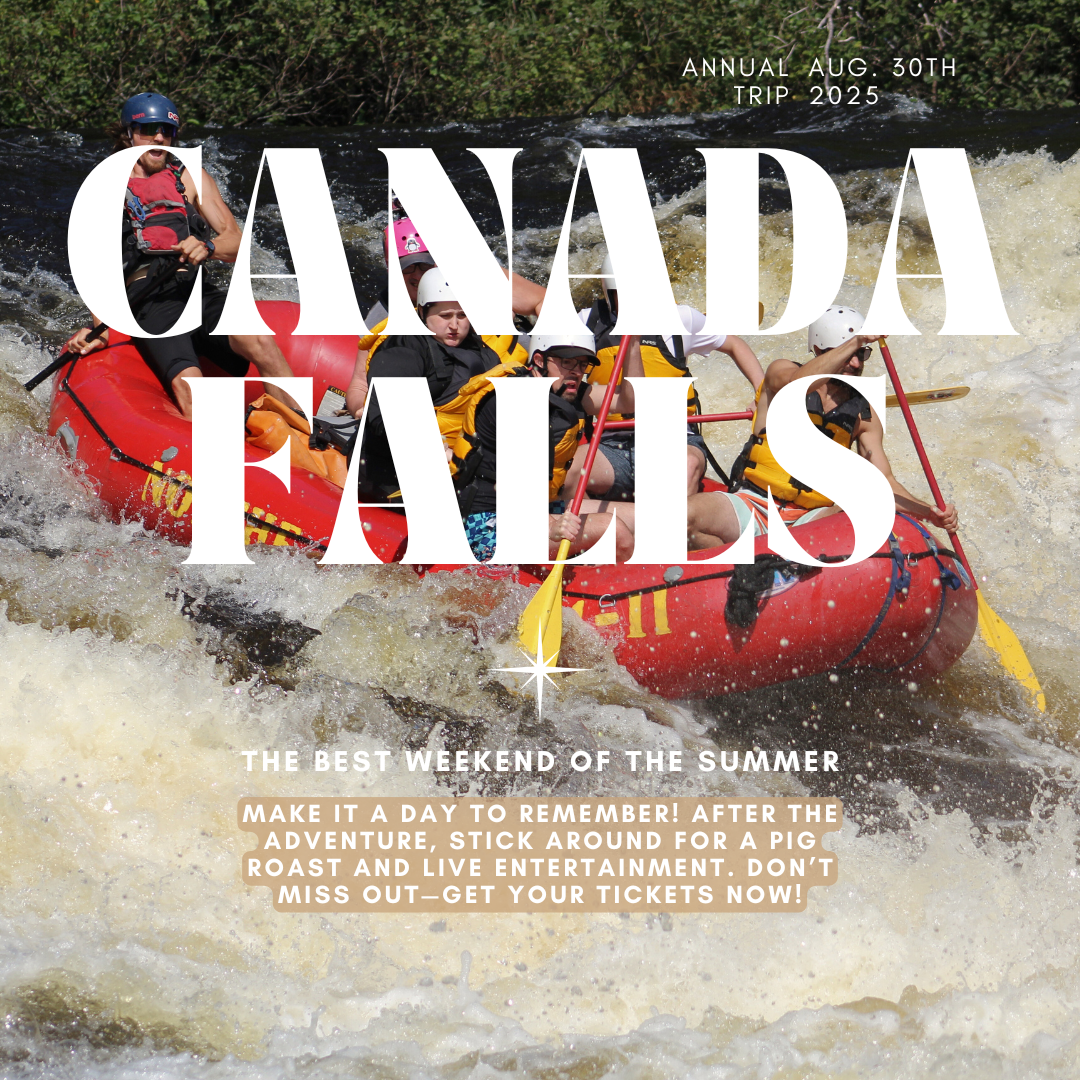 Poster with details about annual Canada Falls Trip for summer 2025