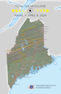 2024 Solar Eclipse Map of Maine.