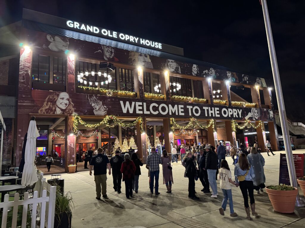 Outside front of the building view of the Grand Ole Opry.