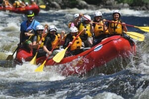 People Whitewater Rafting in Maine