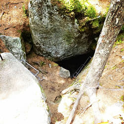 Entrance down into an Ice Cave in Maine